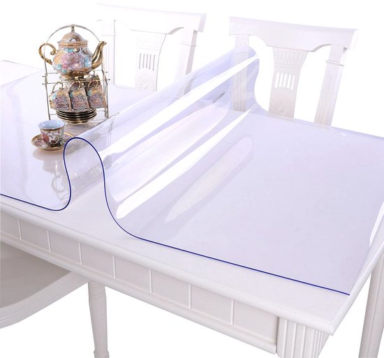Tafelfolie, transparant, 1,5 mm, 90 x 160 cm, transparant tafelkleed, tafelbescherming, glasheldere pvc-folie, tafelbeschermfolie, waterdicht beschermend tafelkleed, tafelbeschermingsfolie