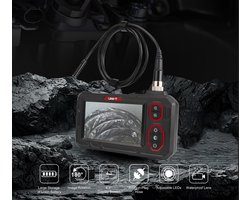 Uni-T UT667 Industriële Endoscoop – 4.3″ Scherm – 1280×720 HD – 5m IP67 Waterdichte Sonde – 180° Rotatie – Li-ion Batterij – 8 Instelbare LED’s – Luchtvaartconnector