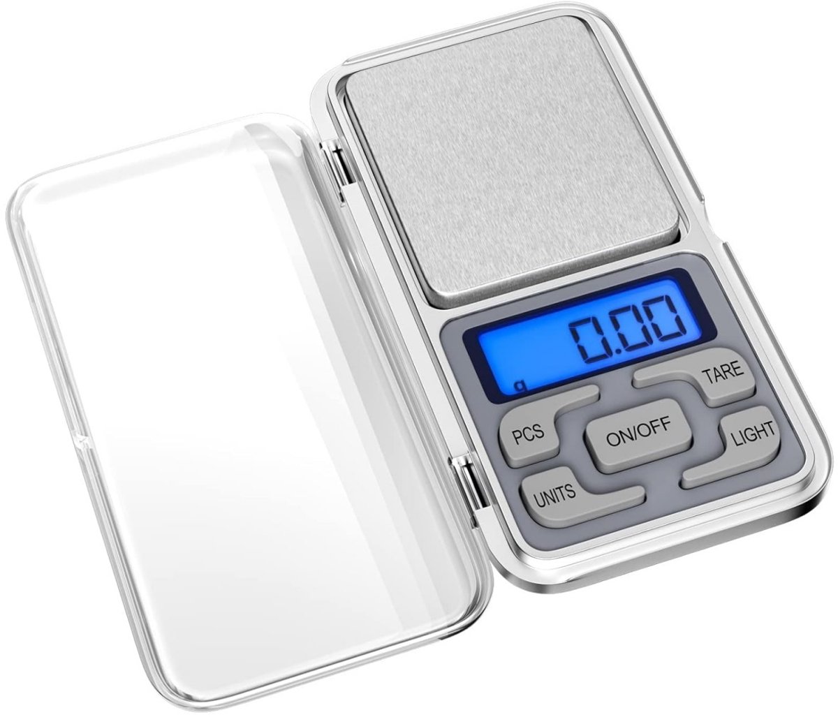 EXCITAT Weegschaal - Keukenweegschaal - Voedselweegschaal - RVS Weegschaal voor thuis - met LCD-scherm - Geschikt voor melk, kruiden, poeders, thee - Zilver