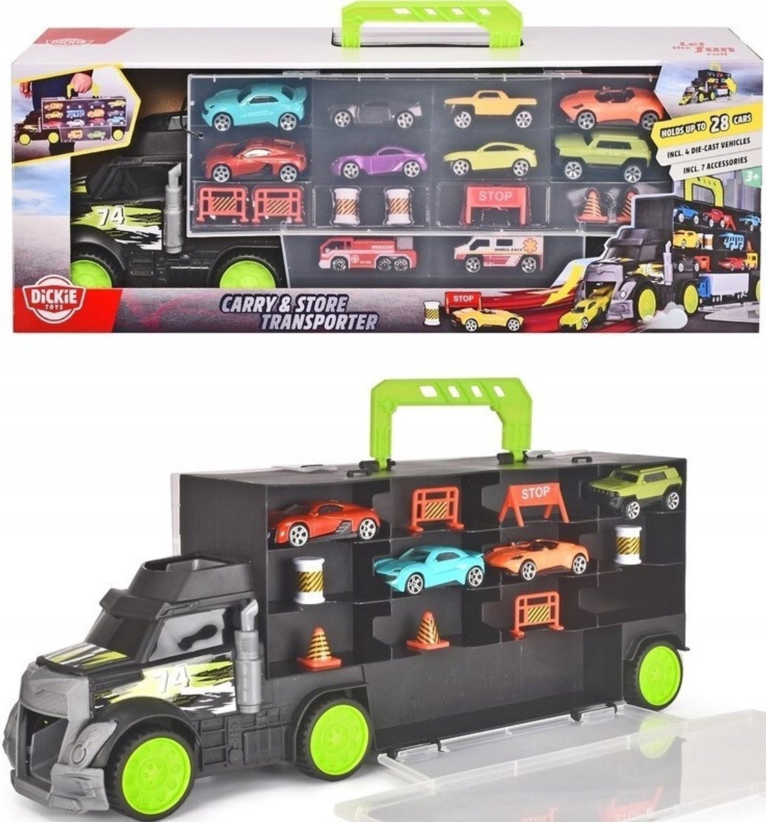 DICKIE City Transporter Truck en koffer met 2-in-1 handvat