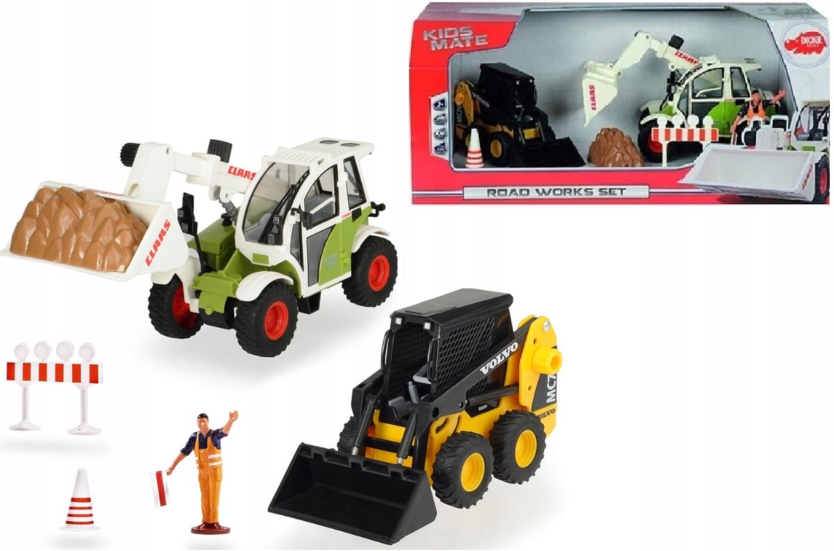 Dickie Toys Bouwvoertuigen Set: Graafmachine & Wielader (1:24)