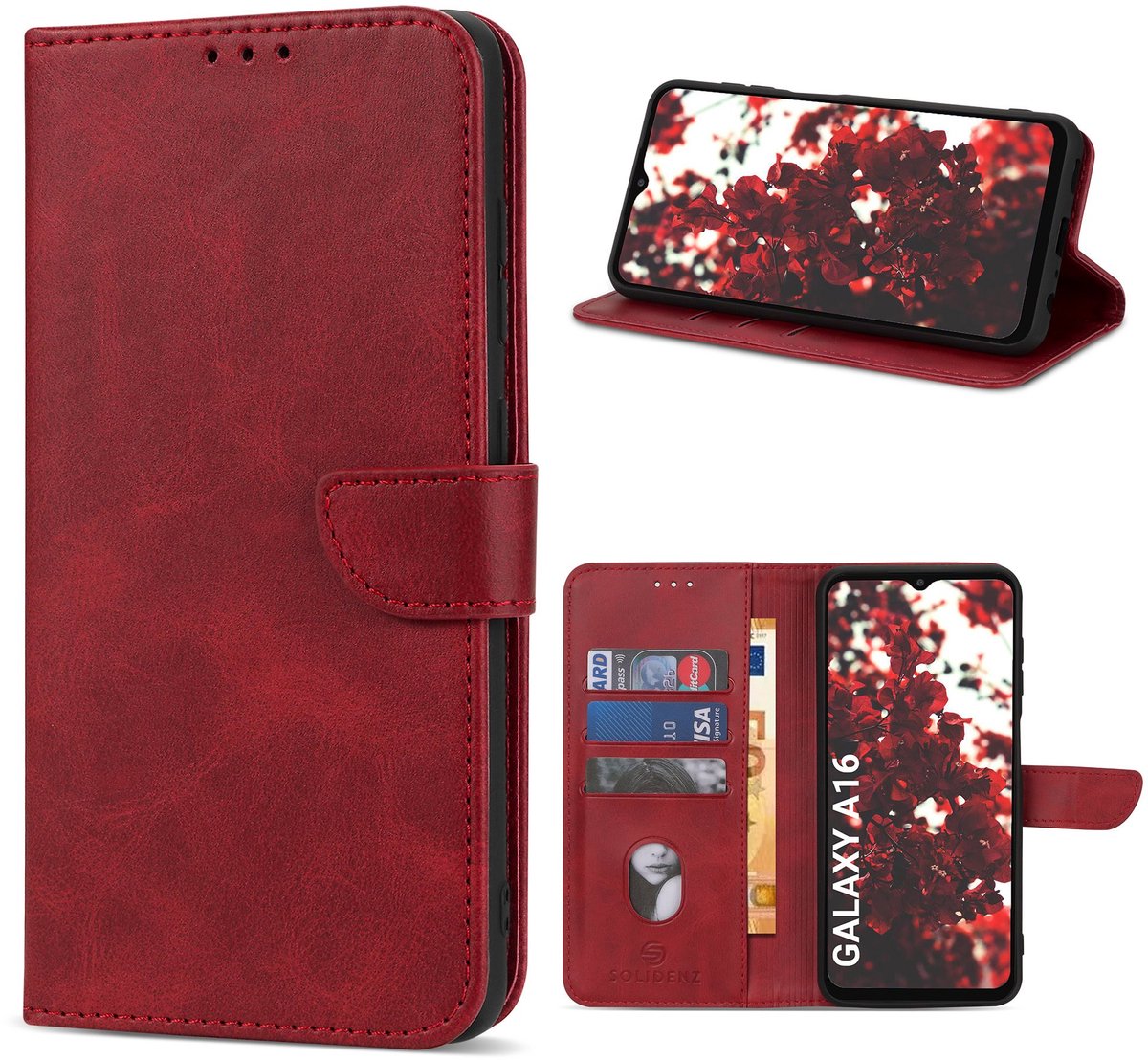 Solidenz hoesje - Geschikt voor Samsung Galaxy A16 - Bookcase - Rood