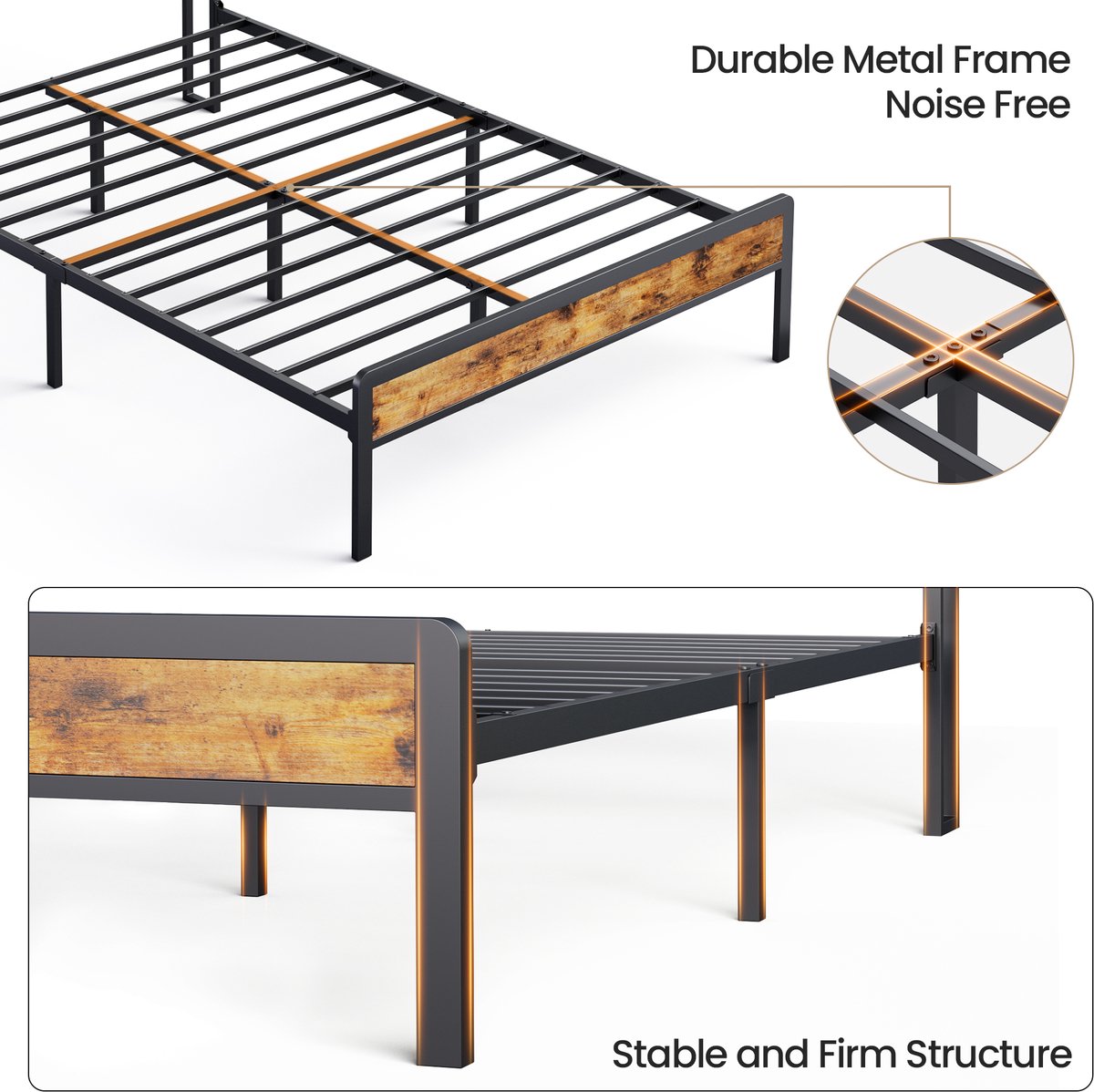 Xbro Gestoffeerd Bed 140 x 200 cm - Tweepersoonsbed met 35 cm Opbergruimte - Donkergrijs — cadeau in Cadeau-ideeën - foto 6
