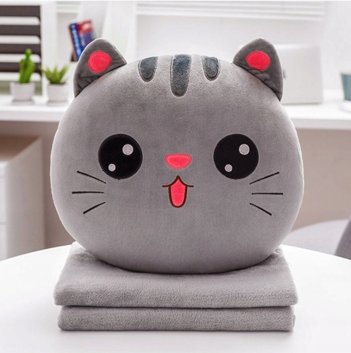 Katten Knuffel met Dekentje 4-in-1: Pluche, Warme Handen