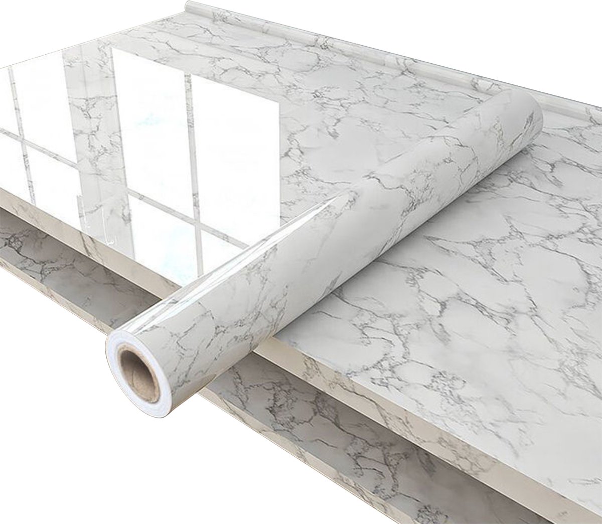JeiibrZui Contactpapier Voor Aanrechtbladen - Waterbestendig Plakpapier Voor Aanrechtbladen - Zelfklevend & Verwijderbaar, Geschikt Voor Keukens En Badkamers - 1 Stuk - Wit