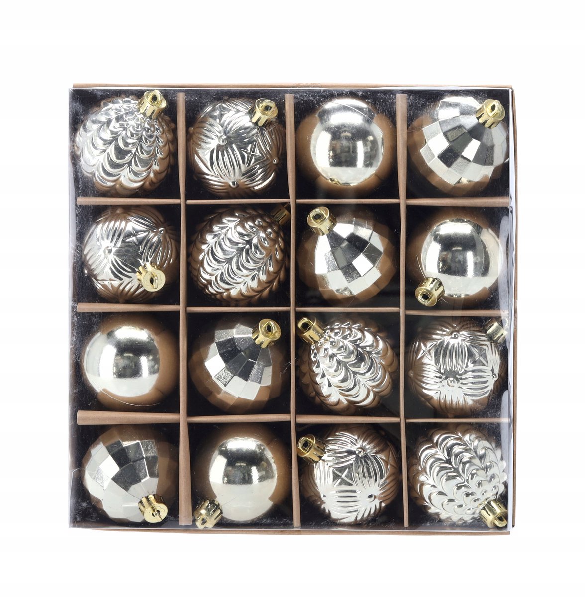 16x Zilveren Kerstballen Mix Patronen 6cm - Onbreekbaar