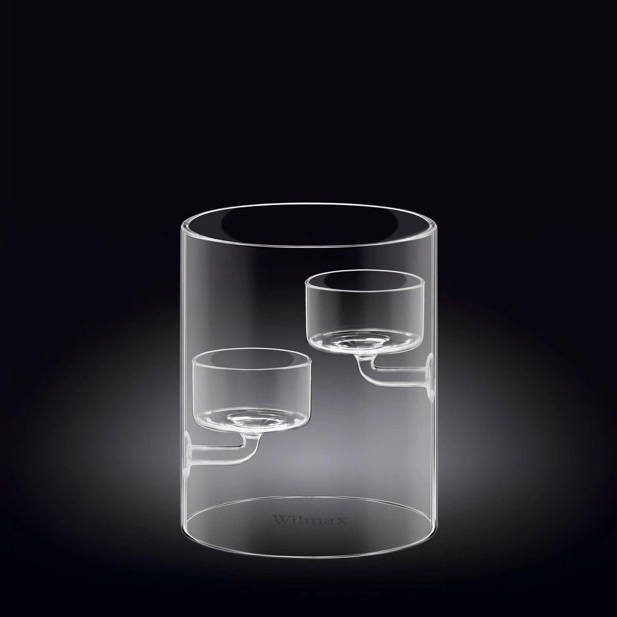 Wilmax - Theelichthouders - Waxinehouder voor 2 Theelichtjes - 12 cm - Helder Borosilicaatglas - ThermoGlass Collection - 1 Stuk