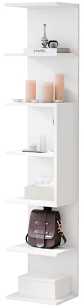 Witte Wandplank - Zwevende Boekenkast en Opbergplanken voor Slaapkamer en Woonkamer, 7 Pla