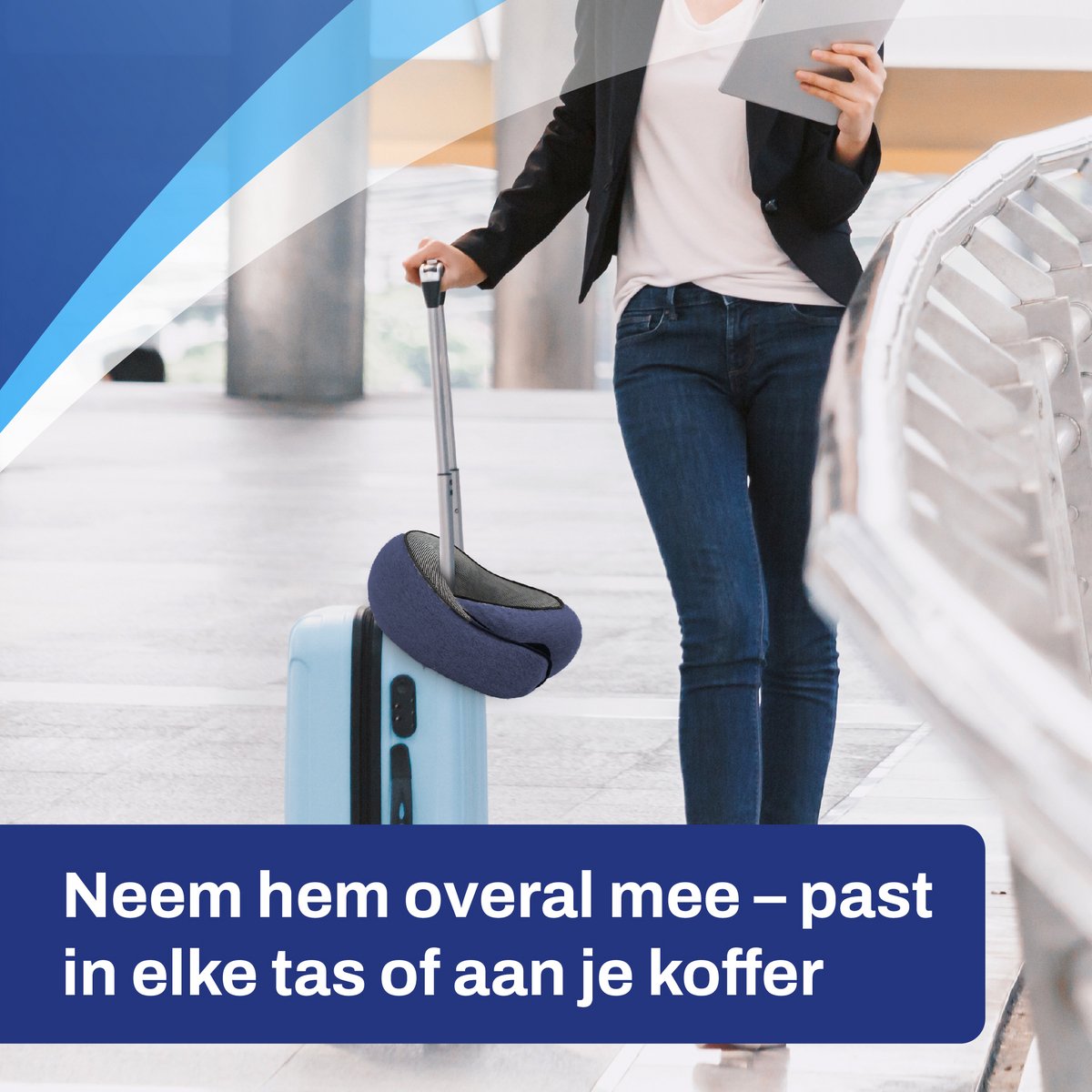 Sleeptight Nekkussen Vliegtuig of Auto - Reiskussen Set - 360° steun - Nekkussen Traagschuim - Travel Pillow Memory Foam - Met Oordoppen en Oogmasker - Blauw — afbeelding 8