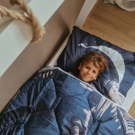 HappyBed Dekbed zonder overtrek 140x200 - Bedrukt dekbed zonder hoes - Hoesloos Dekbed met Print - Wasbaar - Eenpersoonsdekbed - Astronaut