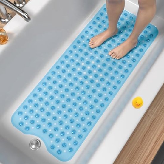 Antimicrobiële Badmat Extra Lang met Antislip Zuignappen en Afvoergaten
