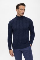Pull col roulé col roulé en maille torsadée Felix Hardy - 100 % Katoen - Homme - Bleu marine - L