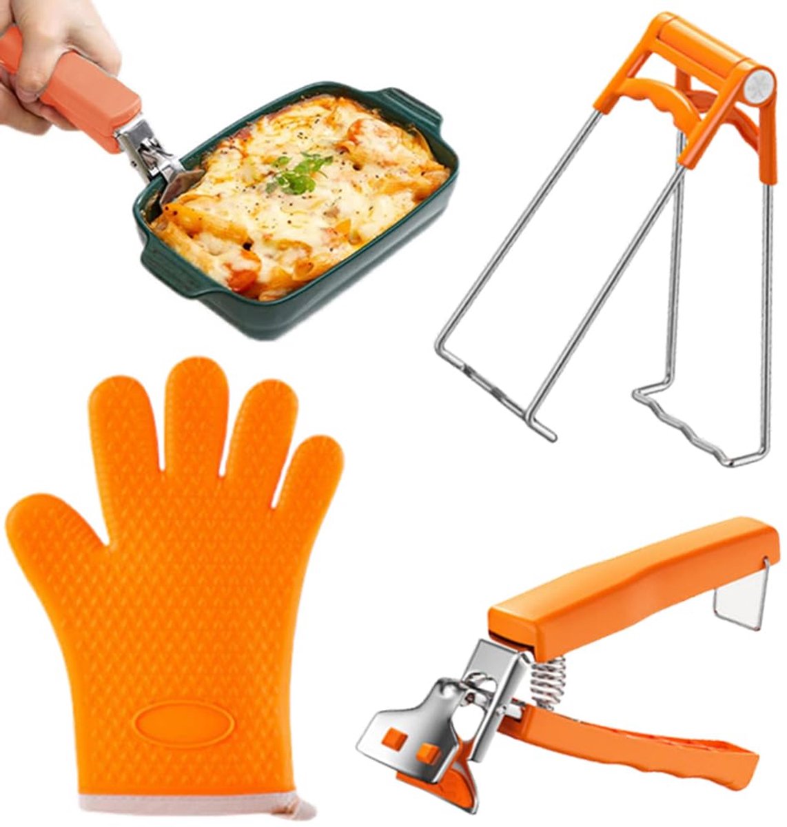 Ibenzoa® Set van 3 hittebestendige komclips met antislip siliconen handvatten