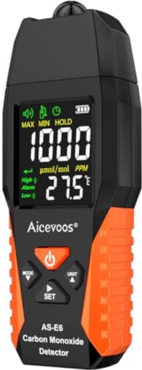 Koolmonoxidedetector met Hoorbaar en Visueel Alarm voor Thuis, Auto, Camping en Reizen
