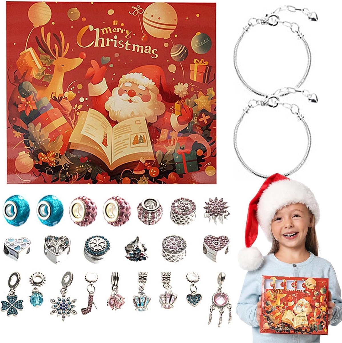 Armband Adventskalender 2025- Sieraden Adventskalender 2025 Adventskalender 2025 voor het maken van sieraden Armbanden Sieraden maken Creatieve sieradenset voor verjaardagen