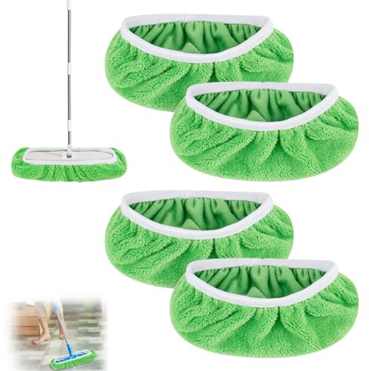Herbruikbare vloerdoeken voor Swiffer, universele doeken voor droog en nat gebruik, geschikt voor houten vloeren, 25,4 cm - 4 stuks