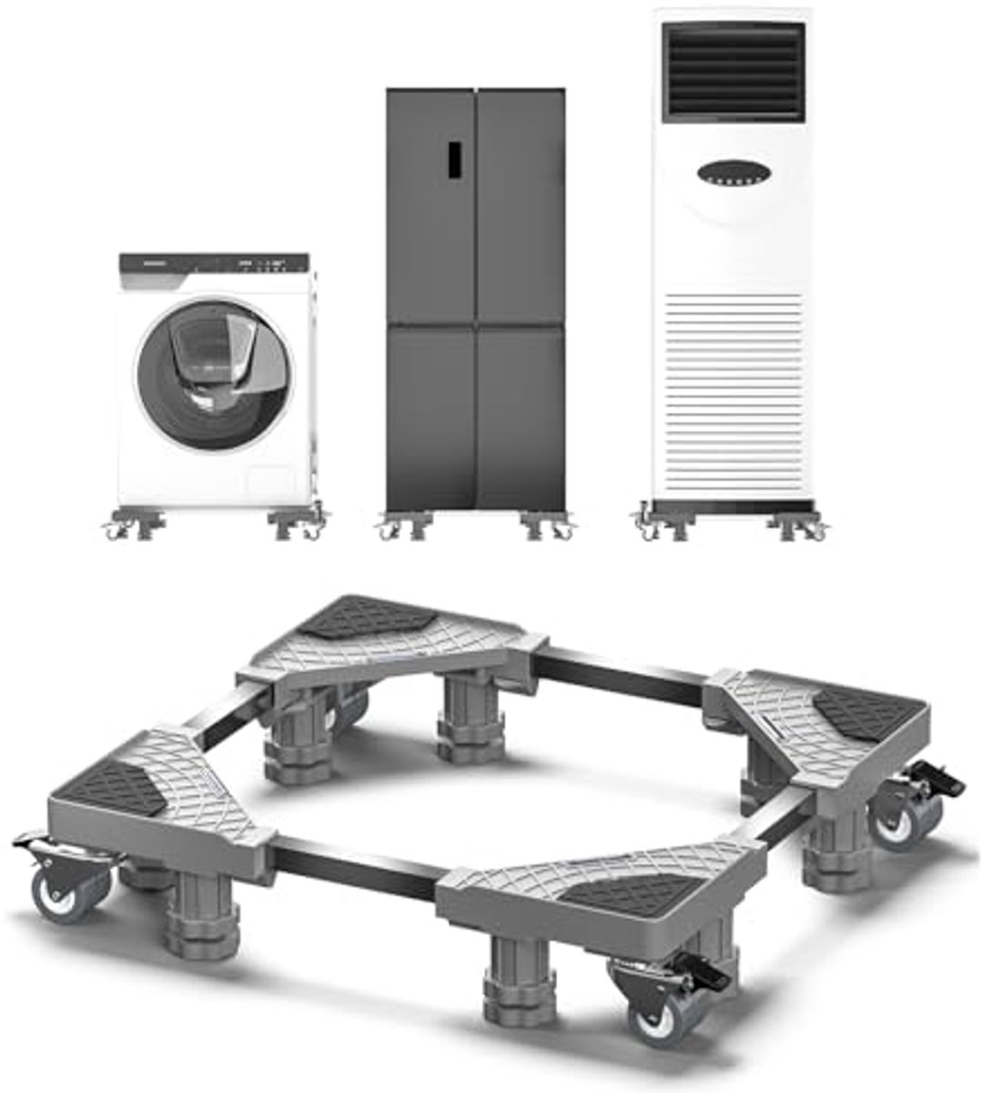 Verstelbaar Wasmachine-onderstel met Wielen en Trillingsreductie - Ondersteuning tot 300 kg