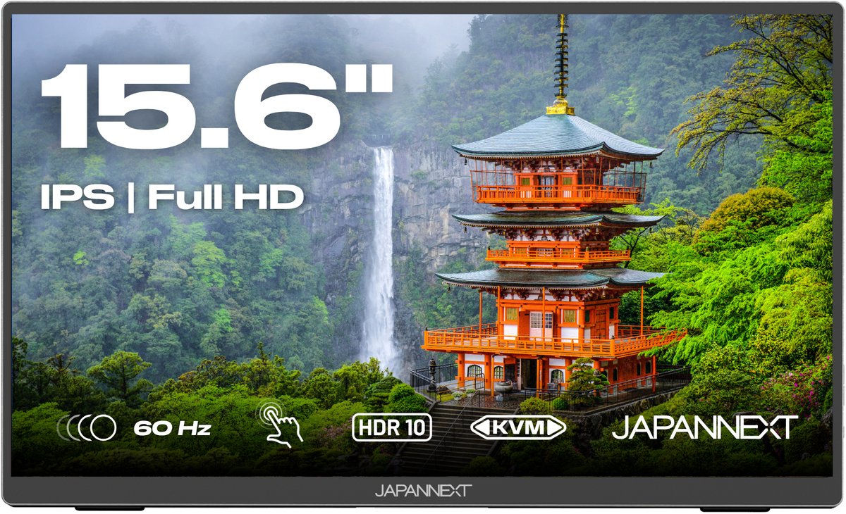 Draagbare monitor - 15,6'' inch - FULL HD 60 Hz - Game Monitor - HDMI - USB-C - Portable Monitor - Met Hoes - Incl Speakers