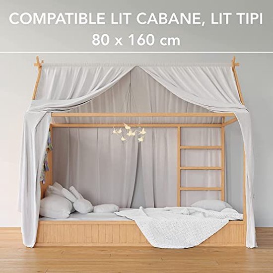 Lovely Hippo Montessori Hoeslaken 80 x 160 cm 1 waterdichte matrasbeschermer, 100% katoen, compatibel met kinderbed, huisbed, Montessori (wit/vanille, 80 x 160 cm