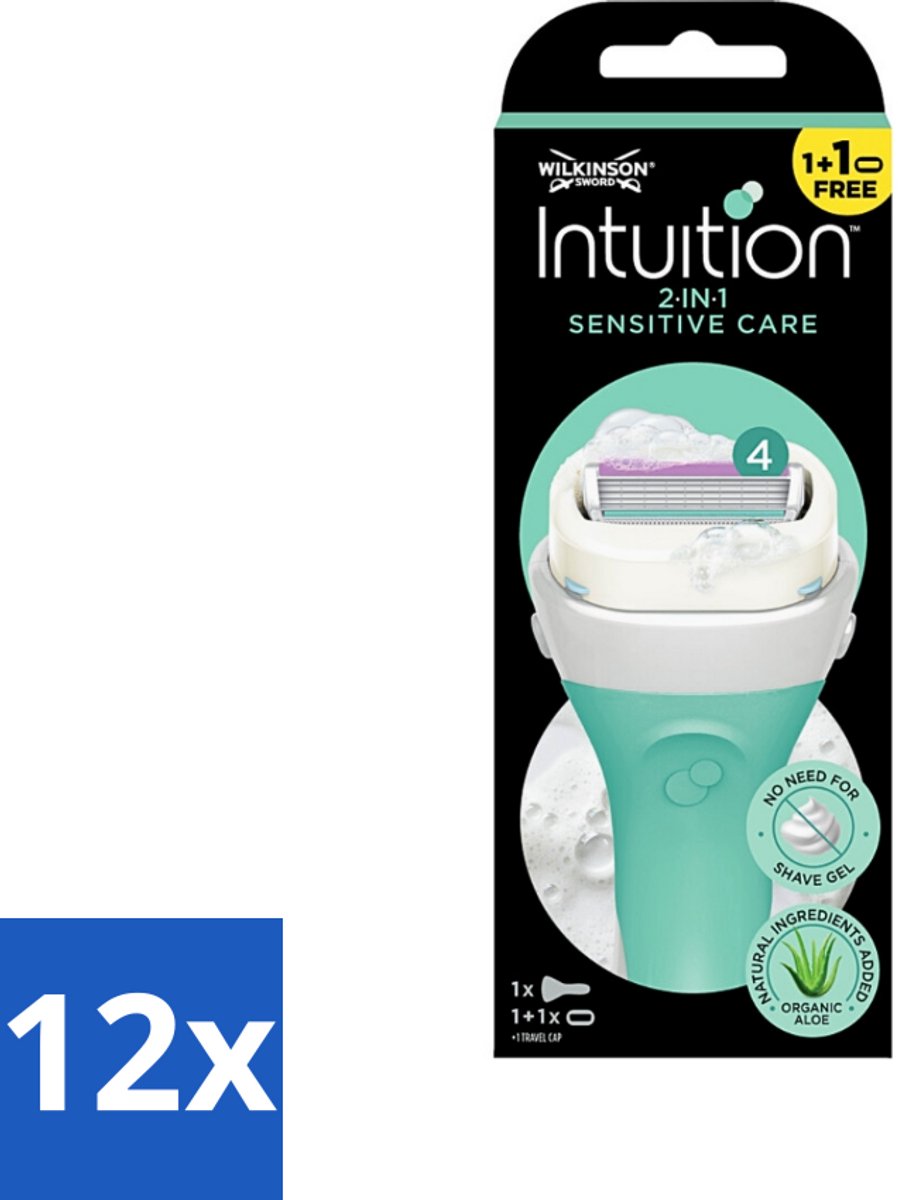 12 x Wilkinson Sword - Scheermes - Intuition Sensitive Care 2-in-1 - Zacht - 1 scheermes - Scheermes - Scheerapparaat - Vrouwen Scheerapparaat - Gevoelige Huid - Scheermesje