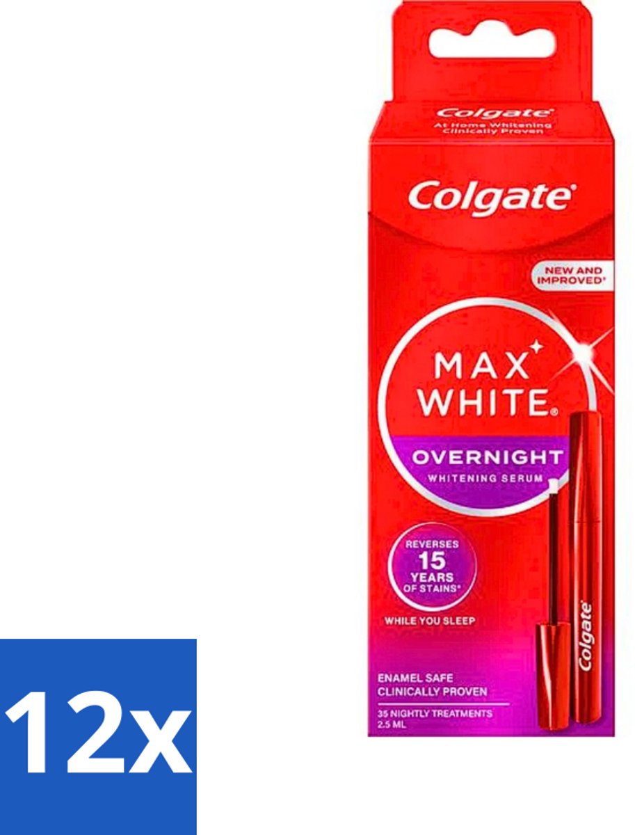 Colgate - Serum - Max White - Overnight Whitening - 2,5 ml - Voordeelverpakking - 12 stuks
