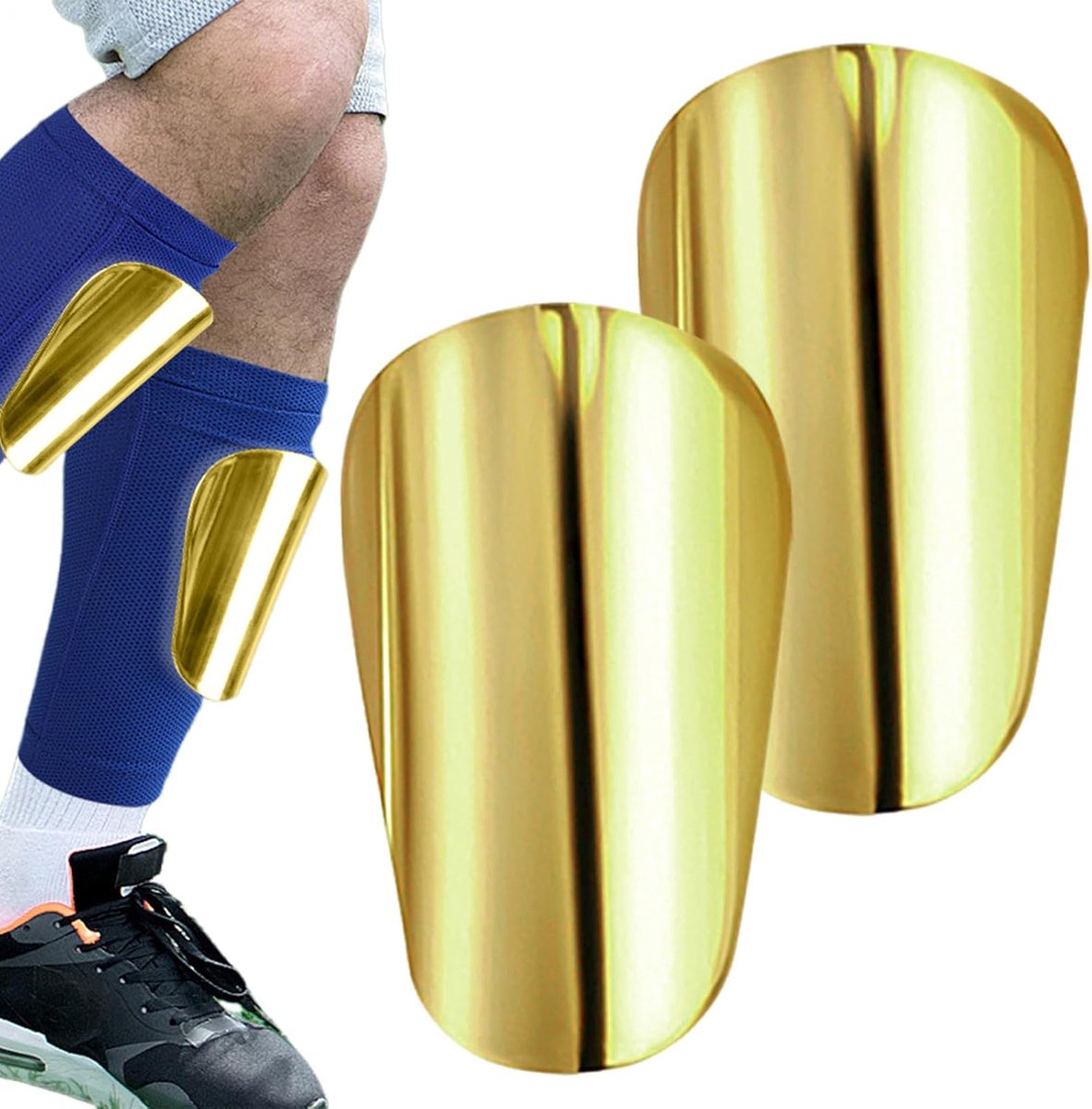 Gouden Scheenplaten Maat M - Voetbal Scheenbeschermers met Ergonomisch Design - Geschikt voor Competitie en Clubtraining