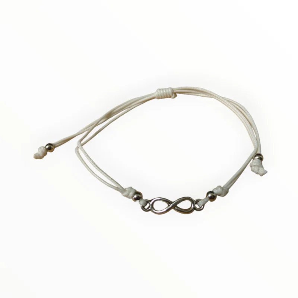 Aramat Jewels | Armbanden | Infinity touw Armband oneindig symbool | Wit | |2mm | Metaal | Kinderen, Volwassenen | Verkleurd niet