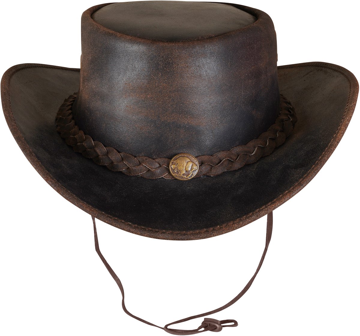 Urban 5884® - Cowboy - hat/Hoed - Bruin - Cracker - 100% Leer - Uniseks - volwassene - Maat M