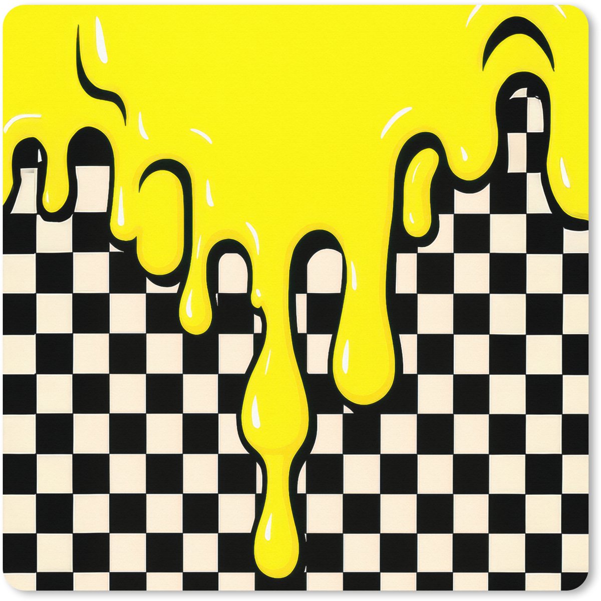 Muismat XXL 50x50 cm - Bureau onderlegger - Bureau mat Geblokt - Grafisch - Vloeistof - Geel - Bureaumat - Gaming mousepad xl - Bureaulegger groot - Computer deskmat
