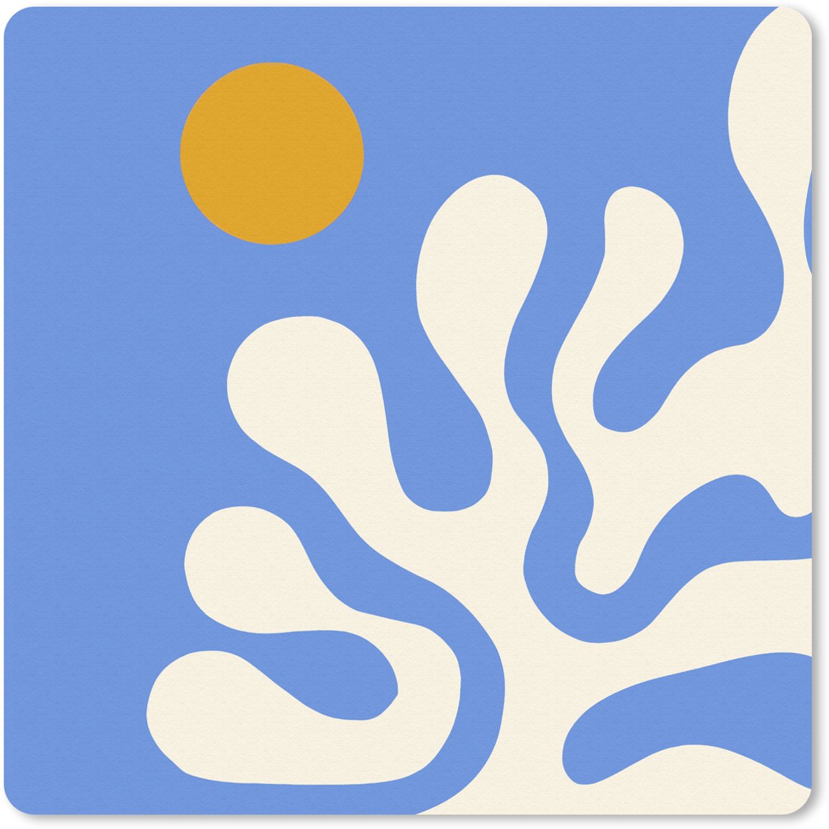 Muismat 30x30 cm - Mousepad Minimalistisch - Organisch patroon - Blauw - Muismatten