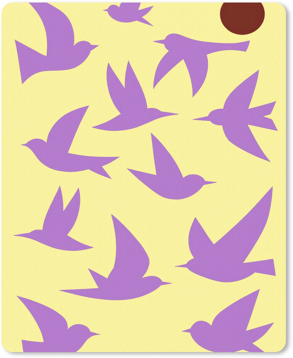 Muismat 19x23 cm - Mousepad Vogels - Cirkel - Geel - Beweging - Muismatten