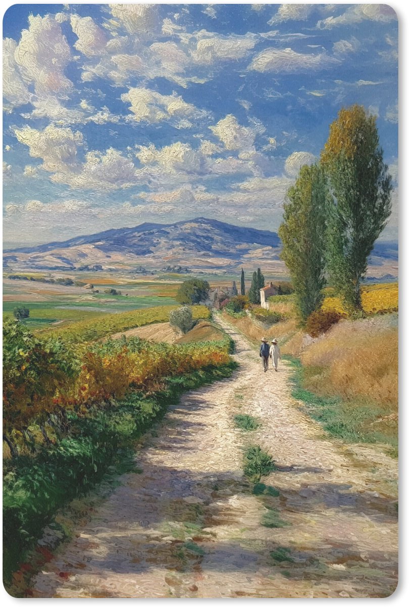 Muismat 18x27 cm - Mousepad Mensen - Wandelen - Zandpad - Velden - Muismatten