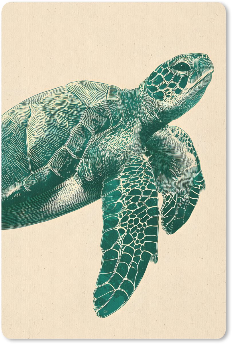 Muismat 18x27 cm - Mousepad Schildpad - Sierlijk - Groen - Schild - Muismatten