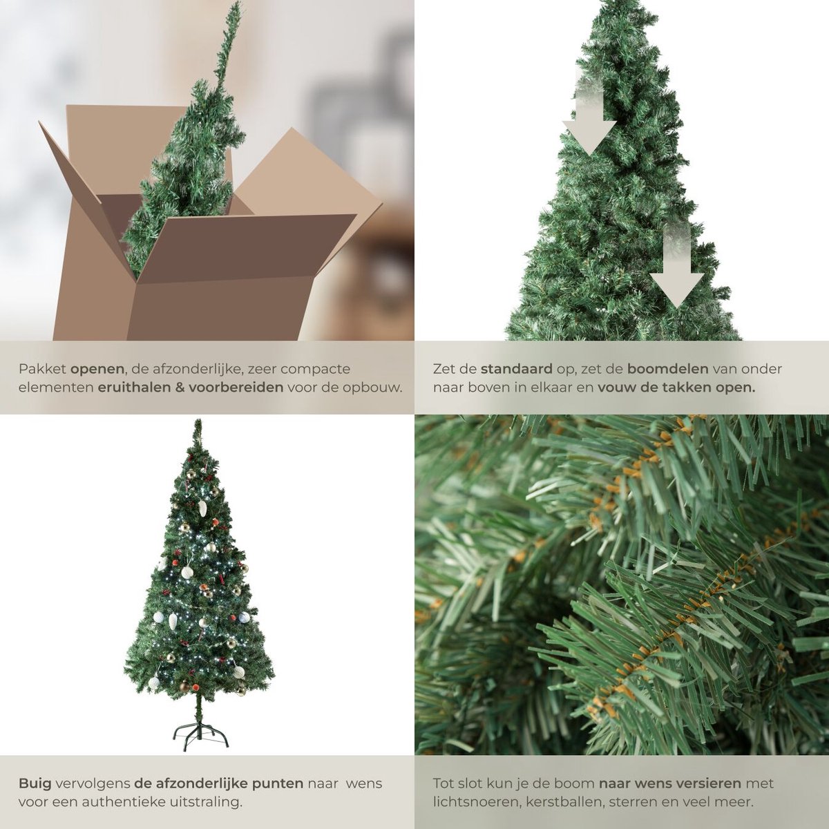 tectake® Kunstkerstboom - Levensecht met flexibele takken - Volumineus - Stabiel en eenvoudig te monteren - Kunstkerstboom als kerstversiering - 180cm - 533 takken - Groen – foto 8
