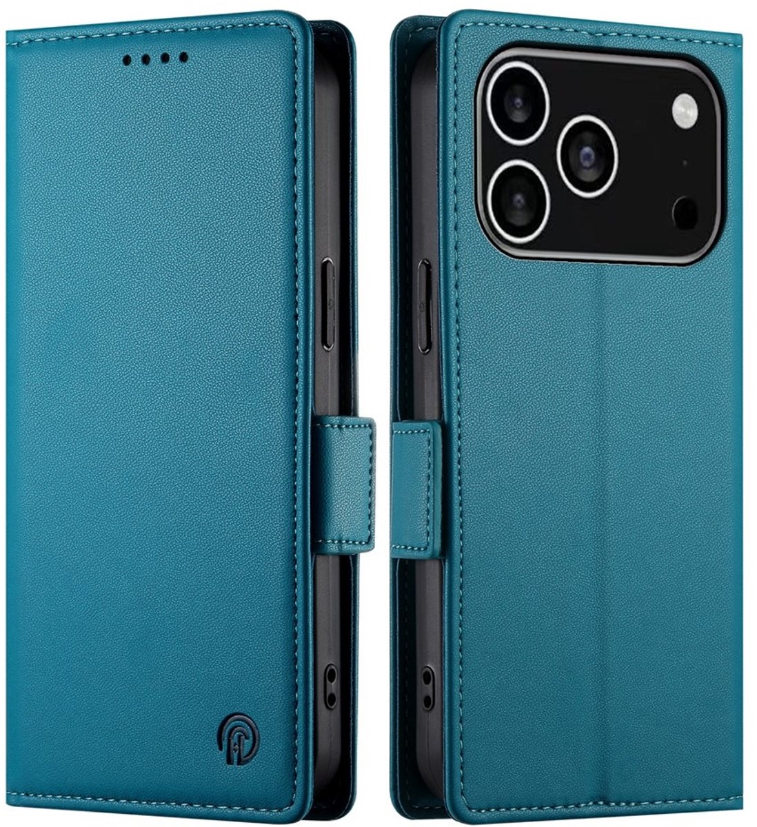 Lunso Geschikt voor iPhone 17 Pro hoesje - PU leren Bookcase met ruimte voor pasjes - Blauw