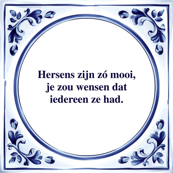 Spreuk Tegel - Hersens zijn zo Mooi - Tegeltjeswijsheid - Kado