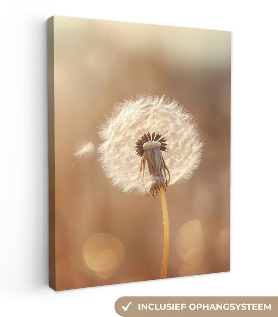 Peinture sur toile 90x120 cm - Décoration murale Pissenlit - Beige - Nature - Bloem - Décoration murale salon - Décoration chambre - Accessoires de chambre - Peintures