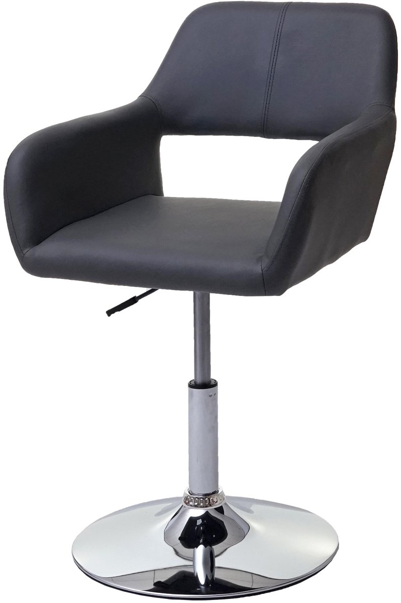 MCW Eetkamerstoel MCW-A50 III, stoel keukenstoel, retro jaren 50, kunstleer ~ grijs, voet chroom