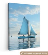 Tableau sur toile Voilier - Lac - Water - Maritime - Nature - 120x160 cm - Décoration murale XXL