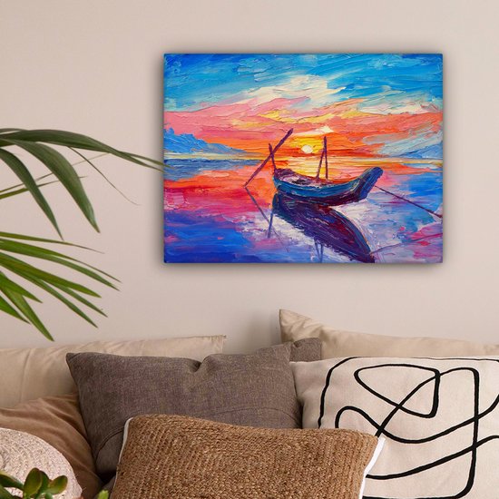 Toile - Peinture - Peinture à l'huile - Bateau - Water - 40x30 cm - Intérieur - Décoration Décoration murale