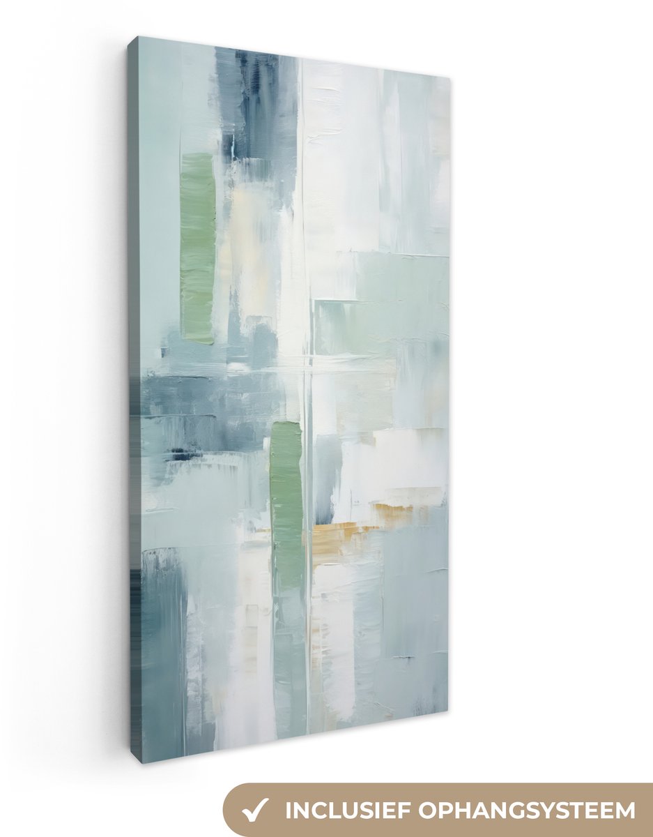 Canvas schilderij 40x80 cm - Wanddecoratie Verf - Moderne kunst - Abstract - Grijs - Muurdecoratie woonkamer - Kamer decoratie modern - Abstracte schilderijen