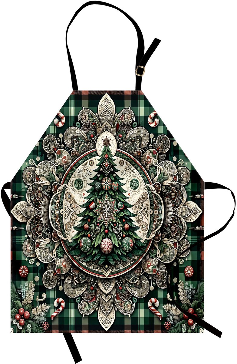 New Bed Kerstmis Geruite Mandala Kerstboom Waterdicht Schort voor Dagelijks en Professioneel Gebruik, 78x66cm