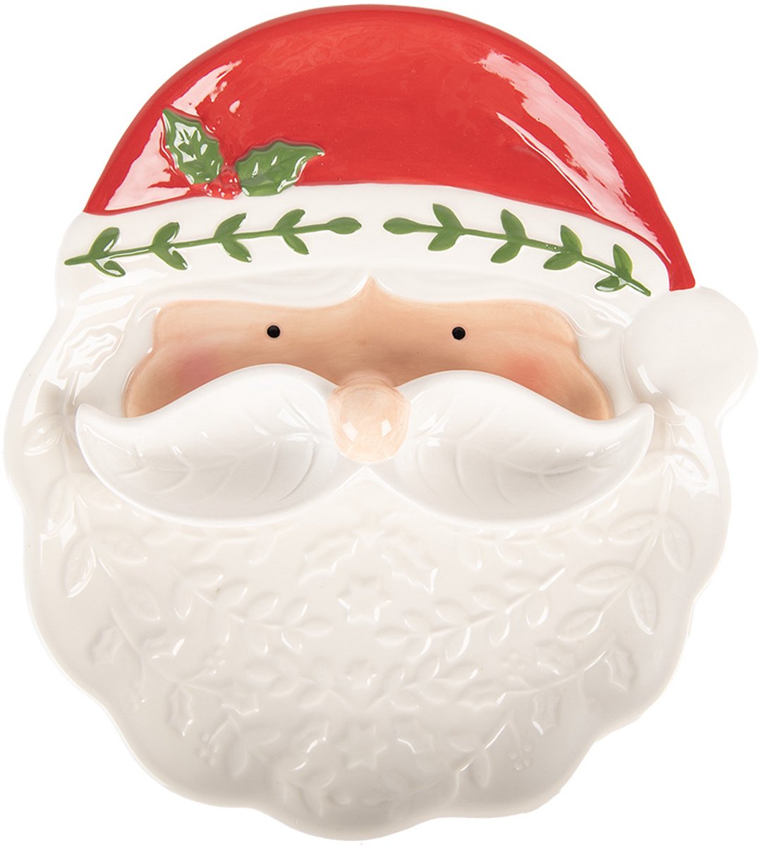 Decoratie schaal Kerstman 29x26x5 cm Wit Keramiek