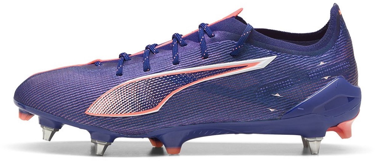 Puma Ultra 5 Ultimate Mxsg voetbalschoenen in blauw, EU 45, met een gestroomlijnd ontwerp en opvallende details.