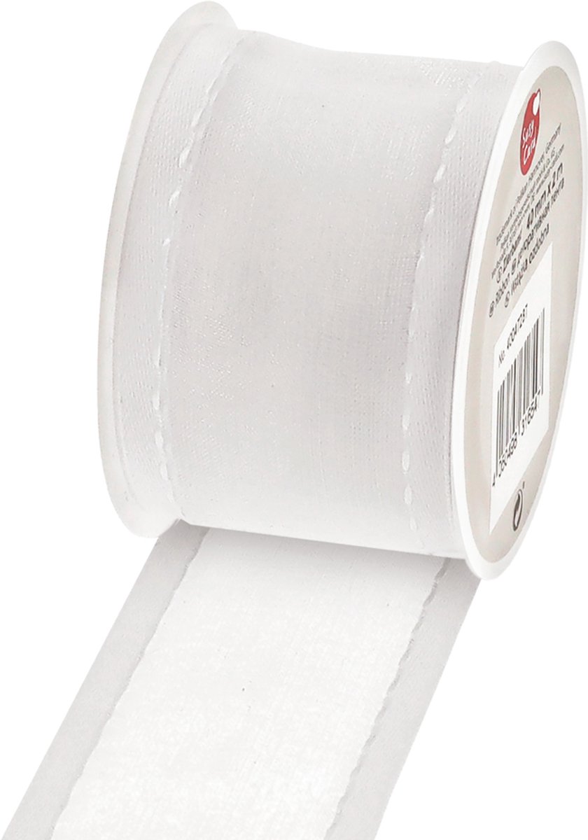 SUSY CARD geschenklint / cadeaulint op rol 'Corsica', wit, 40 mm