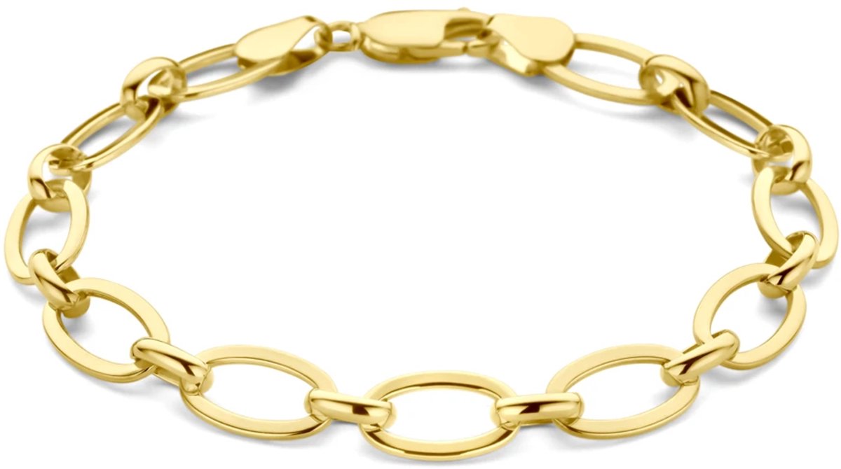 Silgold (geel met zilverkern) armband massief 8,5 mm 19 cm - 5000308