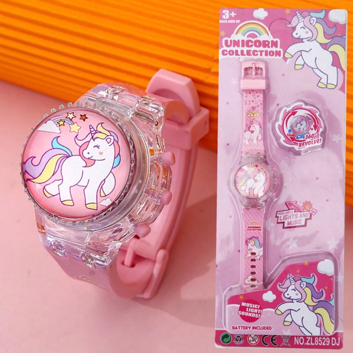 Digitale Unicorn Kinderhorloge - Verstelbare Digitale Horloge met Muziek, Kinderhorloge met Feestlichtjes - Horloge band: 22cm - Kleur: Roze