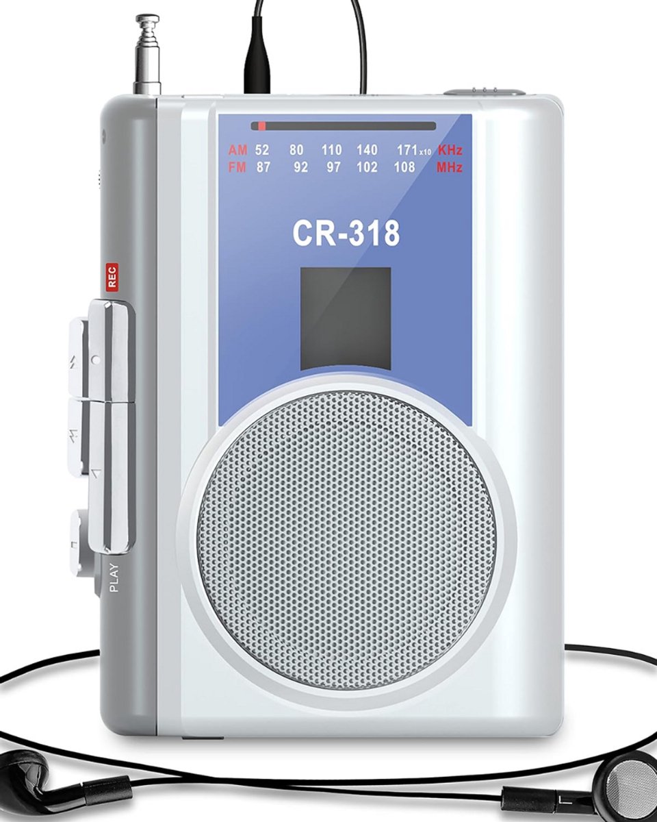 DailySupplies® Cassette Speler - Walkman - Wit en Lichtgrijs