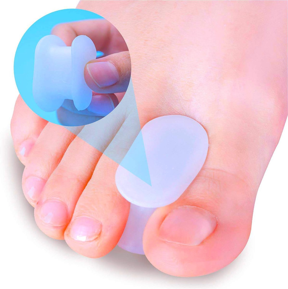 Daity 10-pack teenspreiders - gelorthesen voor het corrigeren van hallux valgus (2 -5 cm dik) voor hallux valgus - overlappende tenen - transparant groot