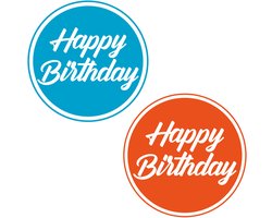Verjaardag Bierviltjes / Onderzetters - 20x stuks - blauw/oranje - tafel versiering - feestartikelen - 16-18-20-21-25-30-35-40-45-50-60-65-70 jaar